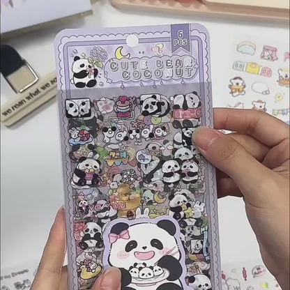 6 Pack PET PVC Stickers