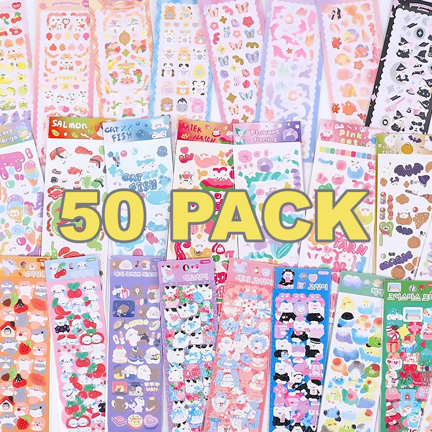 Lot of 50 Japanese stickers, Korean Kawaii Stickers - KANKOKU GO