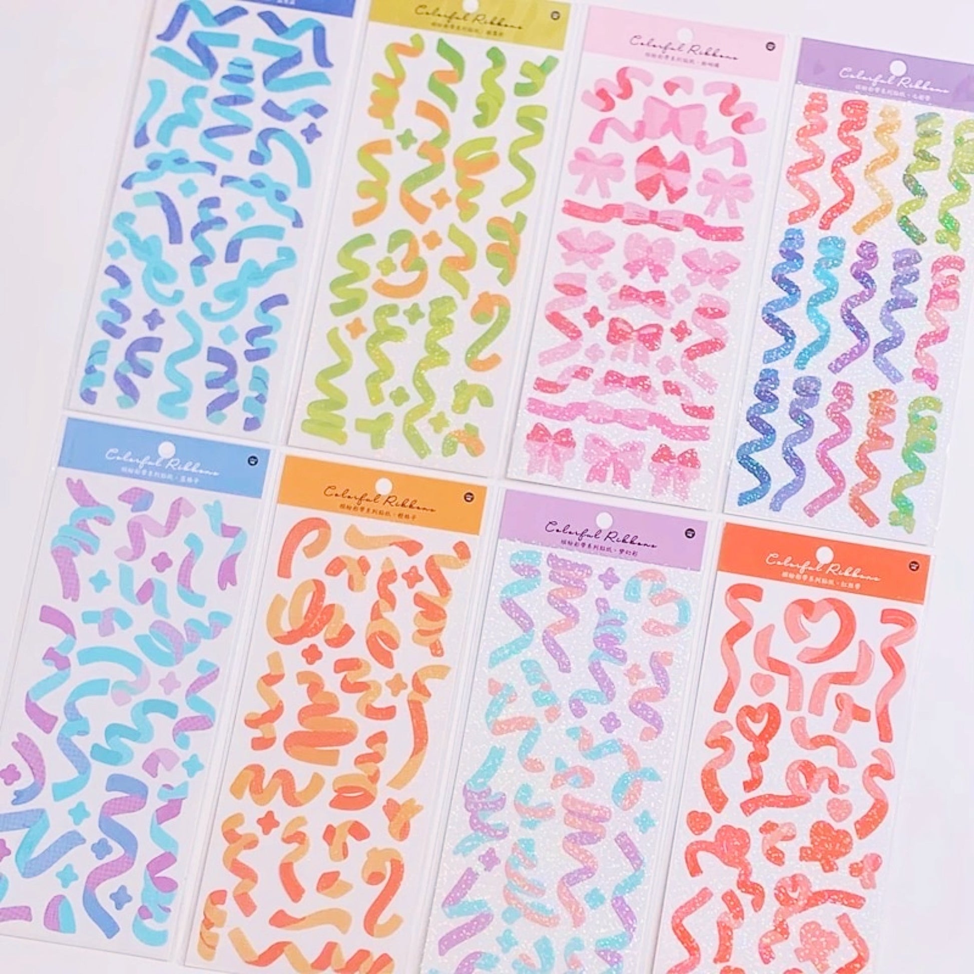 Confetti Ribbon Polco Stickers, Korean Deco Sticker Sheet